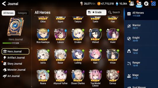 [GLOBAL][INSTANT] Epic 7 Seven 3ML Abyssal Yufine Luluca Charles + ML Mystics pulls Starter Account-Mobile Games Starter