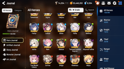 [GLOBAL][INSTANT] Epic 7 Seven 3ML Abyssal Yufine Top Model Luluca Kayron + 61ML pulls + 20 Speed + Name Starter Account-Mobile Games Starter