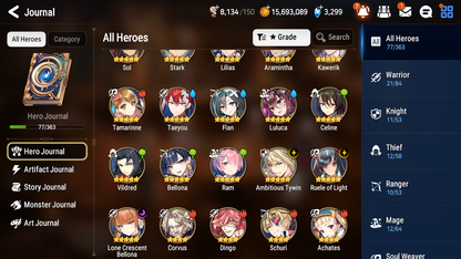 [GLOBAL][INSTANT] Epic 7 Seven 3ML Ambitious Tywin Ruele of light + ML pulls + 20 Speed + Name Starter Account-Mobile Games Starter