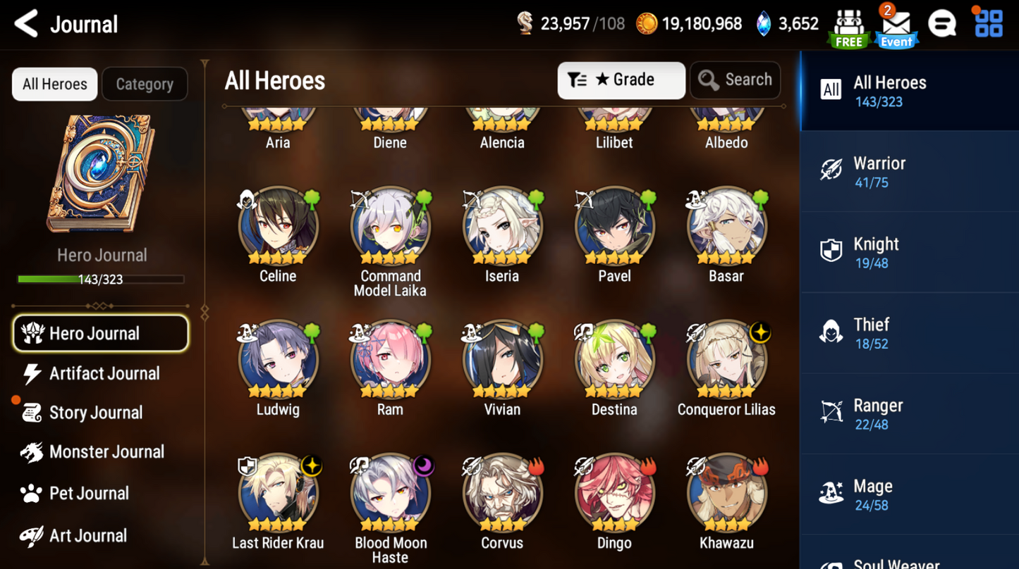 [GLOBAL][INSTANT] Epic 7 Seven 3ML Belian Last Rider Krau Blood Moon Haste Albedo Diene Edward 10-10 Starter Account-Mobile Games Starter