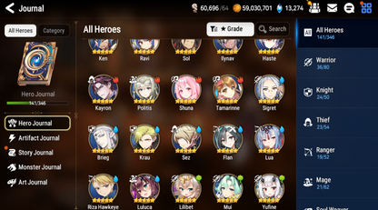 [GLOBAL] [INSTANT] Epic 7 Seven 3ML Empyrean Ilynav Lionheart Cermia Ludwig + 67ML pulls 13k skystones 2900 mystics+ Name Starter Account-Mobile Games Starter