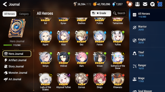 [GLOBAL][INSTANT] Epic 7 Seven 3ML Lady of the Scales Abyssal Yufine + 49ML pulls +20 speed+ Name Starter Account-Mobile Games Starter