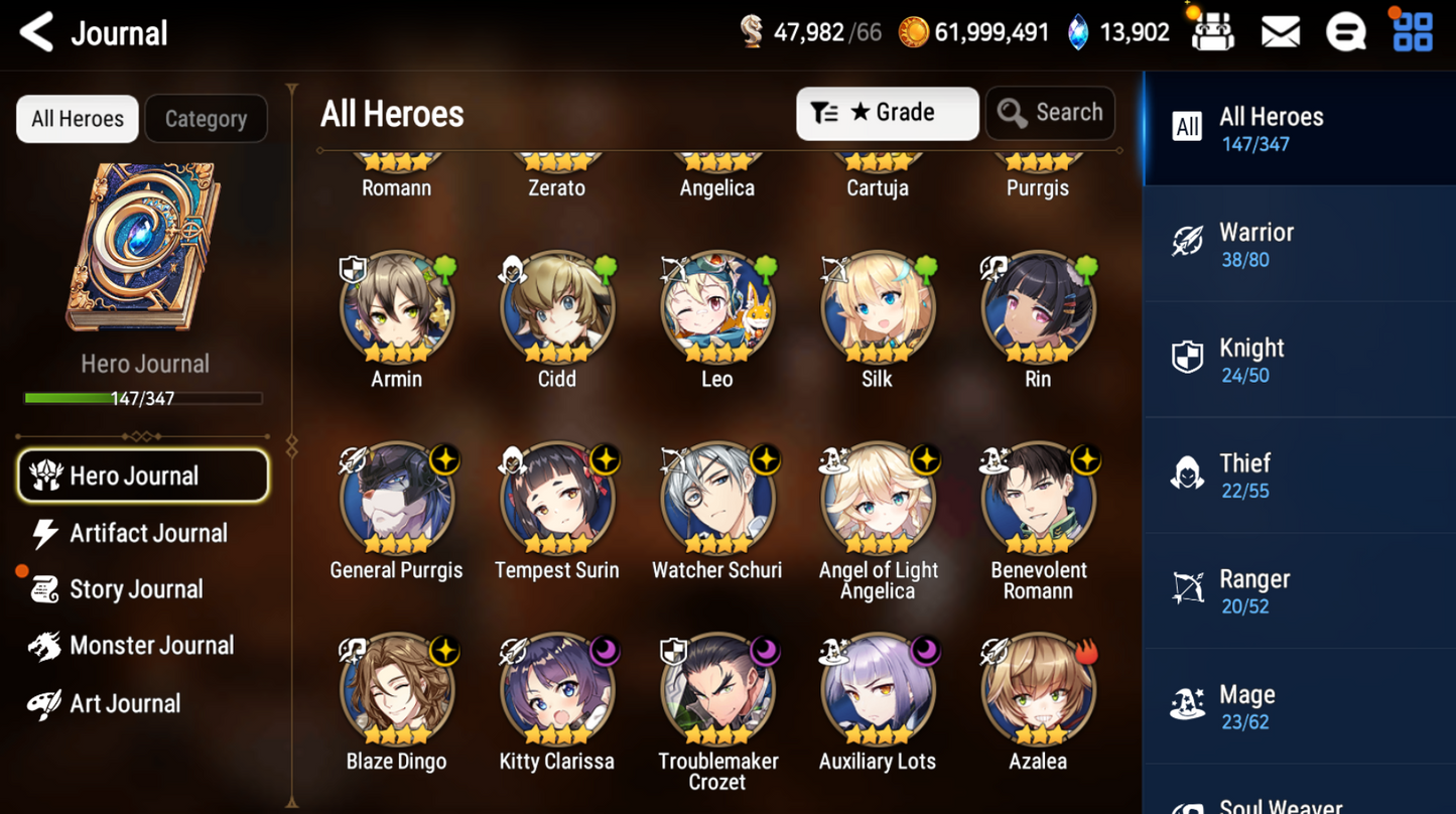 [GLOBAL][INSTANT] Epic 7 Seven 3ML Lone Wolf Peira Lionheart Cermia Specter + 69ML pulls 13k skystones 2900 mystics+ Name Starter Account-Mobile Games Starter