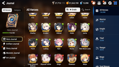 [GLOBAL][INSTANT] Epic 7 Seven 3ML New Moon Luna Abyssal Yufine Lone Crescent Bellona Diene +13k Gems + 53ML pulls + 20 Speed Starter Account-Mobile Games Starter
