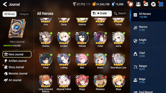 [GLOBAL][INSTANT] Epic 7 Seven 3ML New Moon Luna Abyssal Yufine Lone Crescent Bellona Diene +13k Gems + 53ML pulls + 20 Speed Starter Account-Mobile Games Starter