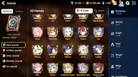 [GLOBAL][INSTANT] Epic 7 Seven 3ML New Moon Luna Ambitious Tywin DJ Basar Angel Angelica + Mystics ML pulls Starter Account-Mobile Games Starter