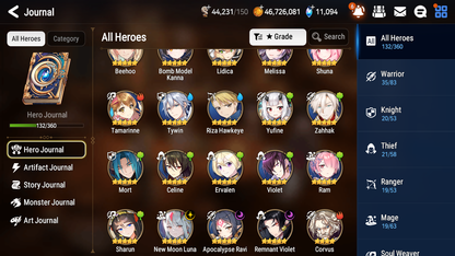 [GLOBAL][INSTANT] Epic 7 Seven 3ML New Moon Luna Apocalypse Ravi Remnant Violet + 69ML pulls 11k skystones 2500 mystics+20 Speed + Name Starter Account-Mobile Games Starter