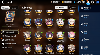 [GLOBAL] [INSTANT] Epic 7 Seven 3ML New Moon Luna Arbiter Vildred Operator Sigret Cerise +12k Gems +37 ML pulls Starter Account-Mobile Games Starter