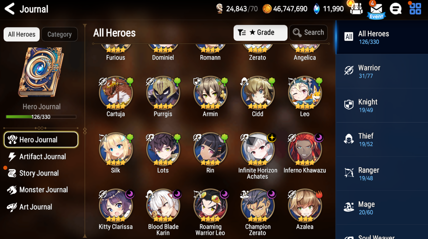 [GLOBAL][INSTANT] Epic 7 Seven 3ML New Moon Luna Arbiter Vildred Pirate Captain Flan Diene +12k Gems +30 ML pulls Starter Account-Mobile Games Starter