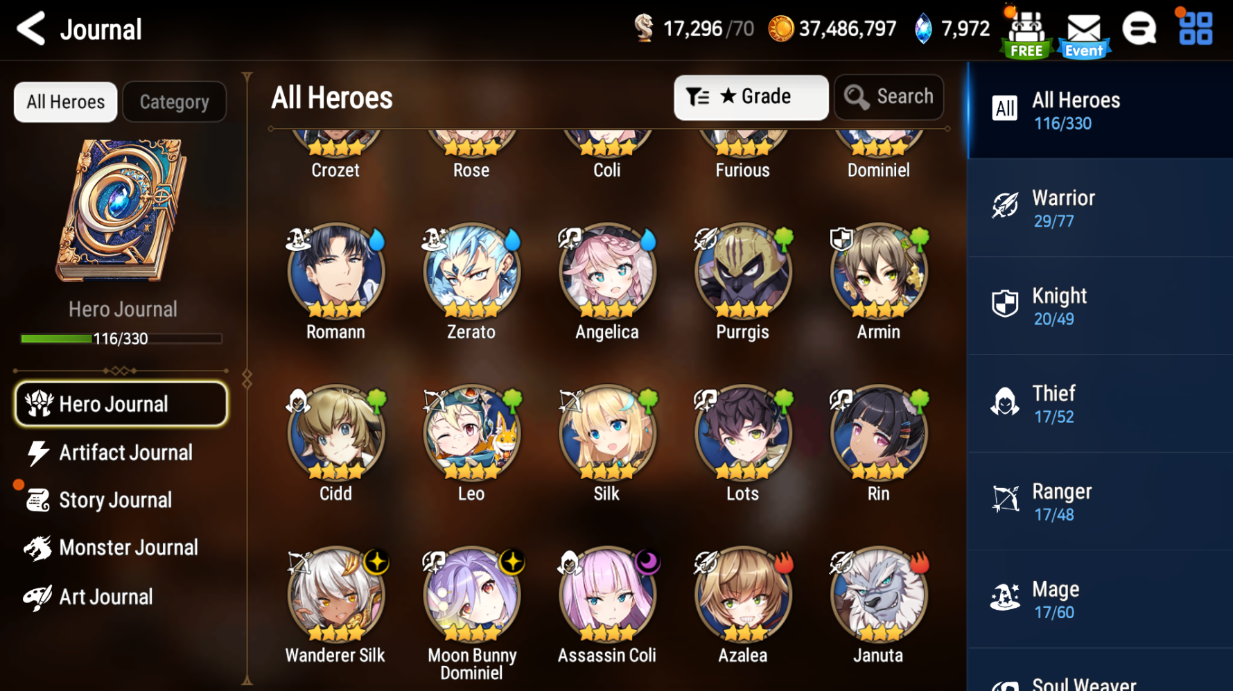 [GLOBAL][INSTANT] Epic 7 Seven 3ML New Moon Luna Belian Operator Sigret + 25 ML pulls + Name Starter Account-Mobile Games Starter