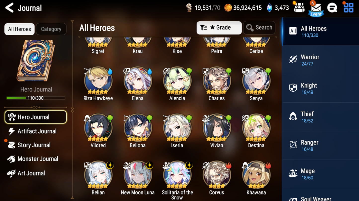 [GLOBAL] [INSTANT] Epic 7 Seven 3ML New Moon Luna Belian Solitaria Luna Cerise + ML pulls Starter Account-Mobile Games Starter