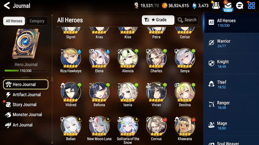 [GLOBAL] [INSTANT] Epic 7 Seven 3ML New Moon Luna Belian Solitaria Luna Cerise + ML pulls Starter Account-Mobile Games Starter