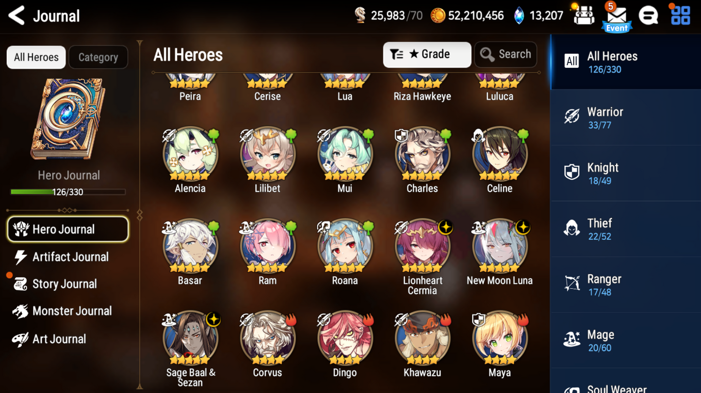 [GLOBAL][INSTANT] Epic 7 Seven 3ML New Moon Luna Cermia Baal Cerise +13k Gems +34 ML pulls Starter Account-Mobile Games Starter