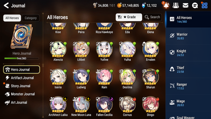 [GLOBAL][INSTANT] Epic 7 Seven 3ML New Moon Luna Fallen Cecilia Laika Angel Angelica + 72ML pulls 11k skystones 2500 mystics+20 Speed + Name Starter Account-Mobile Games Starter