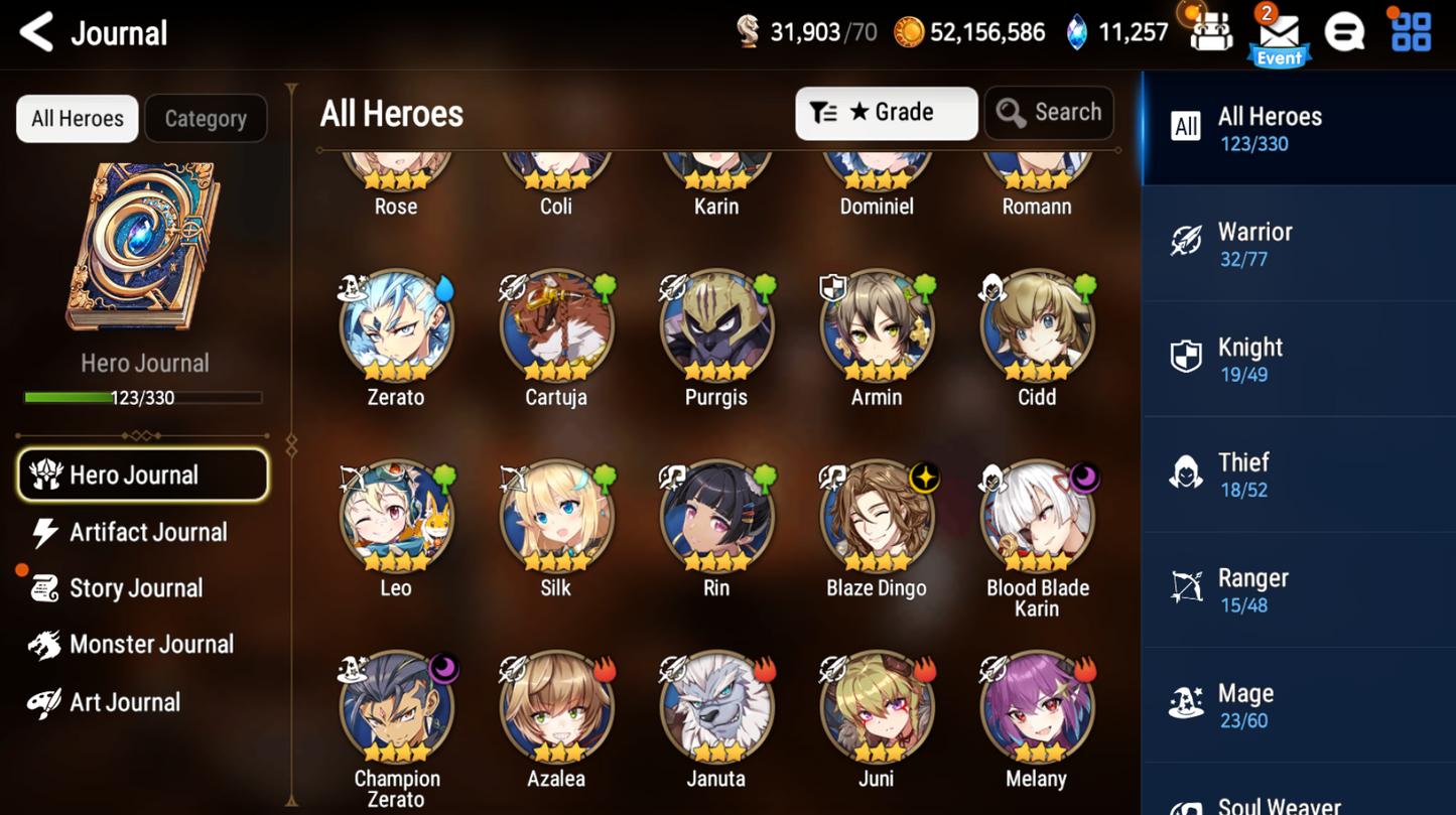 [GLOBAL][INSTANT] Epic 7 Seven 3ML New Moon Luna Sylvan Sage Vivan Lilibet Jack +11k Gems +38 ML pulls Starter Account-Mobile Games Starter