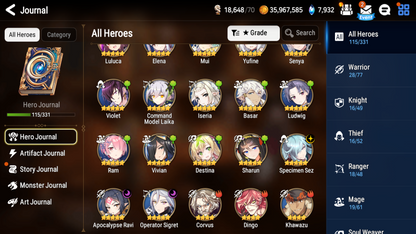 [GLOBAL][INSTANT] Epic 7 Seven 3ML Operator Sigret Apocalypse Ravi Sez Festive Eda + ML pulls Starter Account-Mobile Games Starter