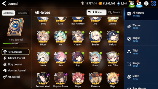 [GLOBAL][INSTANT] Epic 7 Seven 3ML Remnant Violet Requiem Roana Maid Chloe + 19ML Pulls 4-1 Account-Mobile Games Starter