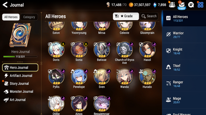 [Global][INSTANT] Epic 7 Seven 3ML Top Model Luluca Silver Blade Aramintha Martial Artist Ken +Name Starter Account-Mobile Games Starter