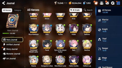[GLOBAL][INSTANT] Epic 7 Seven 4ML 1LIM New Moon Luna Hellion Lua Conqueror Lilias Fallen Cecilia Summer Fumyr+7.8k Gems + 38ML pulls +20 Speed + Name Starter Account-Mobile Games Starter