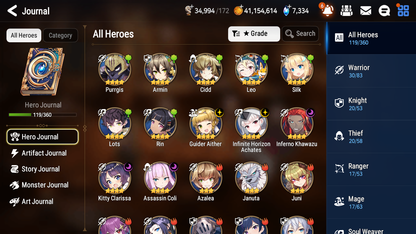 [GLOBAL][INSTANT] Epic 7 Seven 4ML Abyssal Yufine Briar Witch Iseria Choux Lionheart Cermia + 52ML pulls +20 Speed + Name Starter Account-Mobile Games Starter