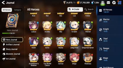 [GLOBAL][INSTANT] Epic 7 Seven 4ML Afternoon Soak Flan Empyrean Ilynav Kise Archdemon's Shadow Luluca+ ML pulls + Name Starter Account-Mobile Games Starter