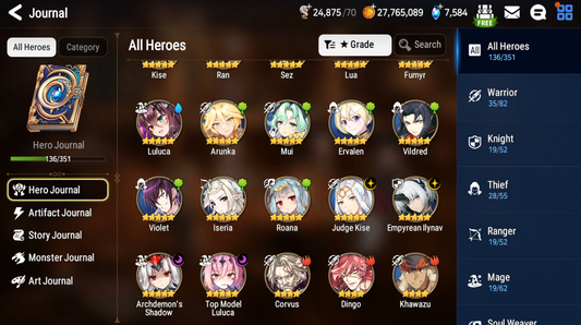 [GLOBAL][INSTANT] Epic 7 Seven 4ML Afternoon Soak Flan Empyrean Ilynav Kise Archdemon's Shadow Luluca+ ML pulls + Name Starter Account-Mobile Games Starter