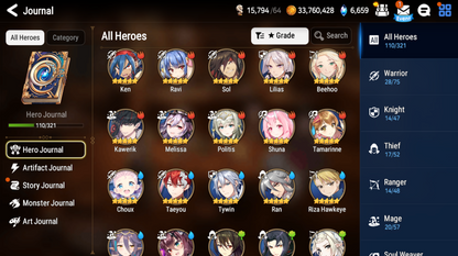 [Global][INSTANT] Epic 7 Seven 4ML Architect Laika Solitaria Martial Artist Ken Urban Shadow Choux + Name Starter Account-Mobile Games Starter