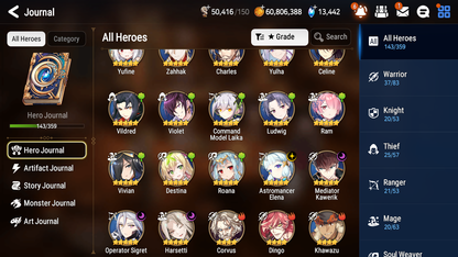 [GLOBAL][INSTANT] Epic 7 Seven 3ML Harsetti Mediator Kawerik Operator Sigret + 83ML pulls 13k skystones 2900 mystics+ 20 Speed +Name Starter Account-Mobile Games Starter