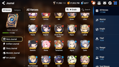 [Global][INSTANT] Epic 7 Seven 4ML Lone Crescent Bellona Last Rider Krau Pirate Captain Flan Faithless Lidica+ ML pulls + 20 Speed + Name Starter Account-Mobile Games Starter