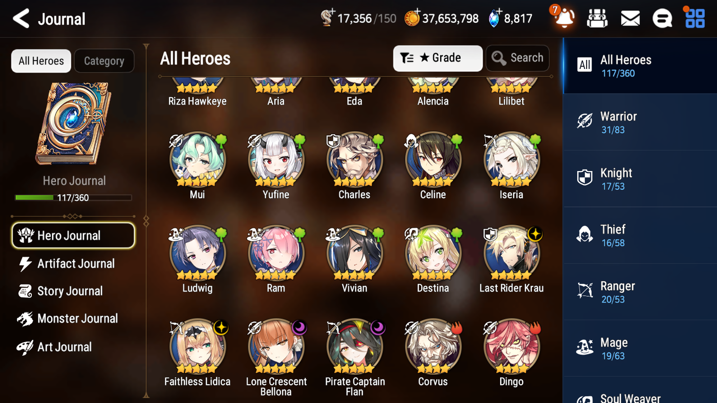[Global][INSTANT] Epic 7 Seven 4ML Lone Crescent Bellona Last Rider Krau Pirate Captain Flan Faithless Lidica+ ML pulls + 20 Speed + Name Starter Account-Mobile Games Starter