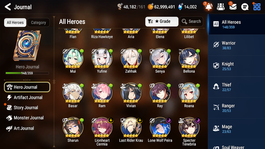 [GLOBAL][INSTANT] Epic 7 Seven 4ML Lone Wolf Peira Lionheart Cermia Specter + 83ML pulls 13k skystones 3000 mystics+20 Speed + Name Starter Account-Mobile Games Starter