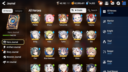 [GLOBAL][INSTANT] Epic 7 Seven 4ML Lone Wolf Peira Lionheart Cermia Specter + 83ML pulls 13k skystones 3000 mystics+20 Speed + Name Starter Account-Mobile Games Starter