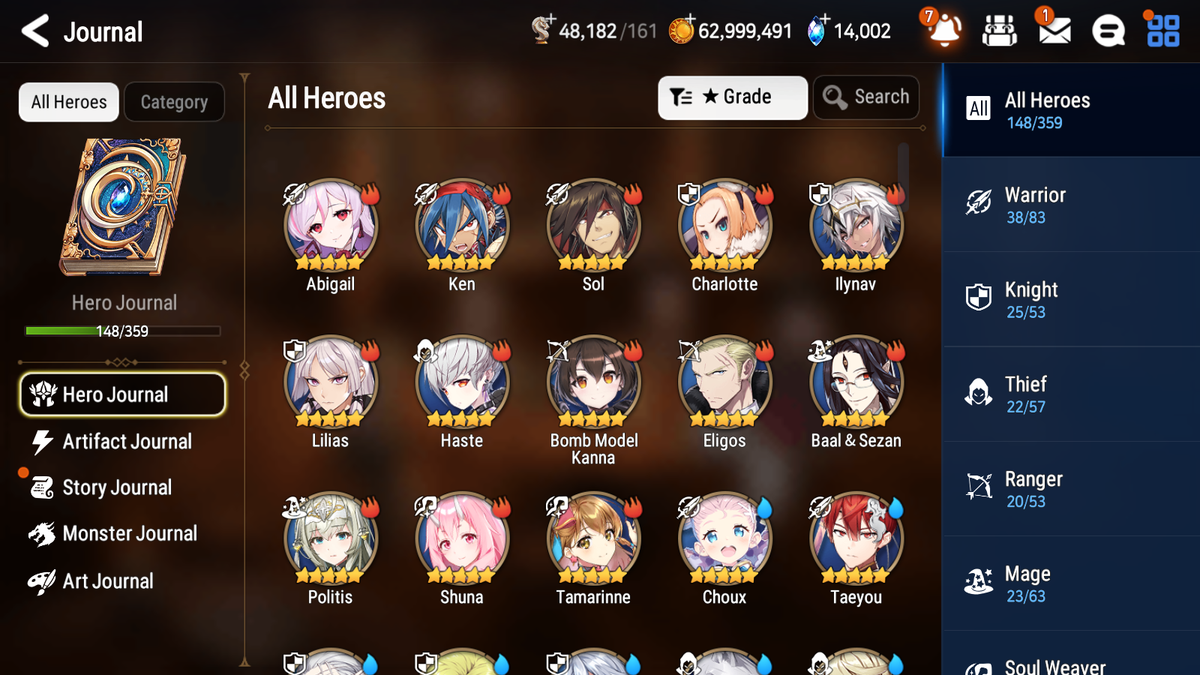 [GLOBAL][INSTANT] Epic 7 Seven 4ML Lone Wolf Peira Lionheart Cermia Specter + 83ML pulls 13k skystones 3000 mystics+20 Speed + Name Starter Account-Mobile Games Starter