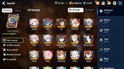[GLOBAL][INSTANT] Epic 7 Seven 4ML Lone Wolf Peira Lionheart Cermia Specter + 83ML pulls 13k skystones 3000 mystics+20 Speed + Name Starter Account-Mobile Games Starter