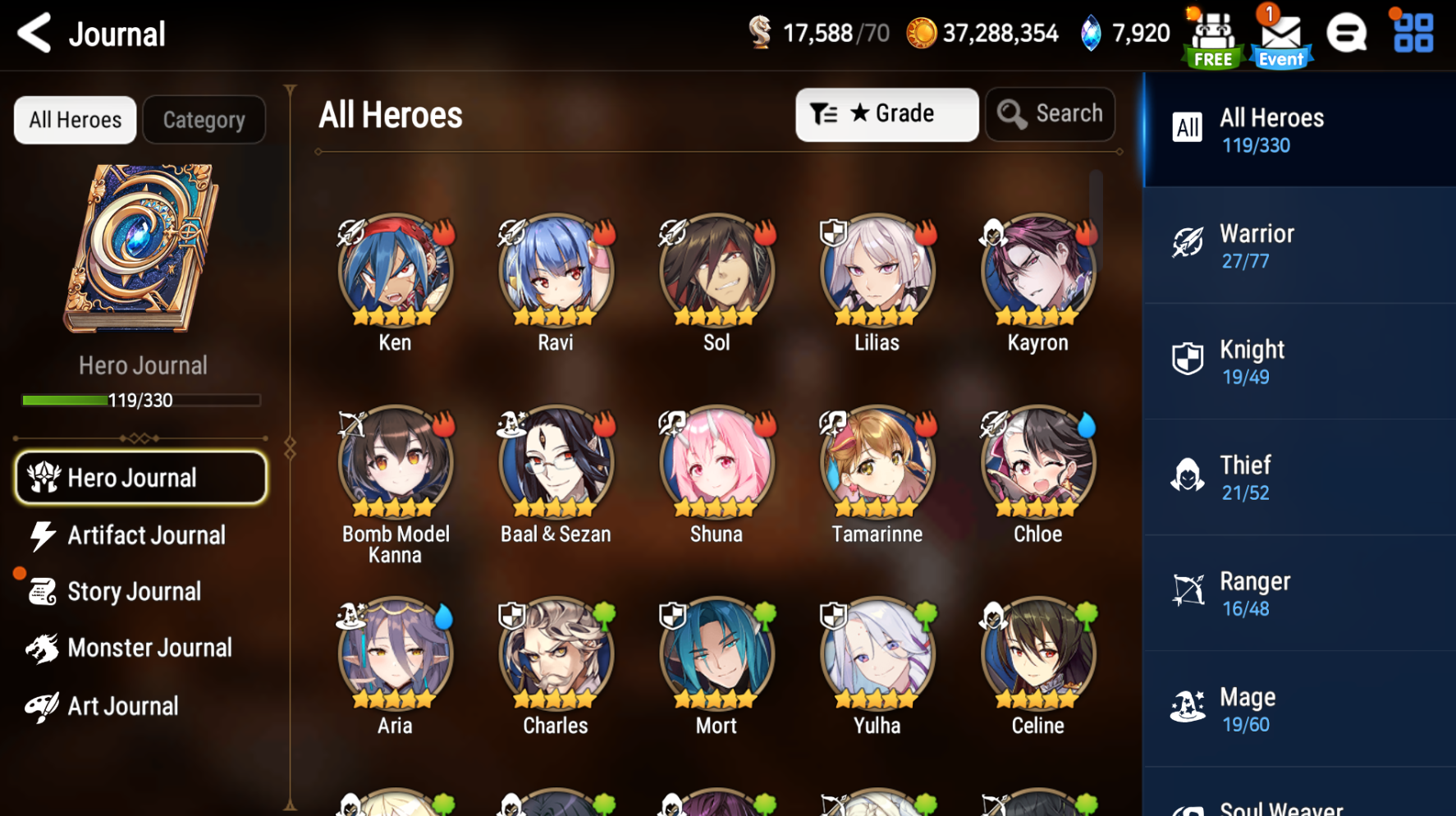 [GLOBAL][INSTANT] Epic 7 Seven 4ML New Moon Luna Arbiter Vildred Krau Solitaria +23 ML pulls + Name Starter Account-Mobile Games Starter