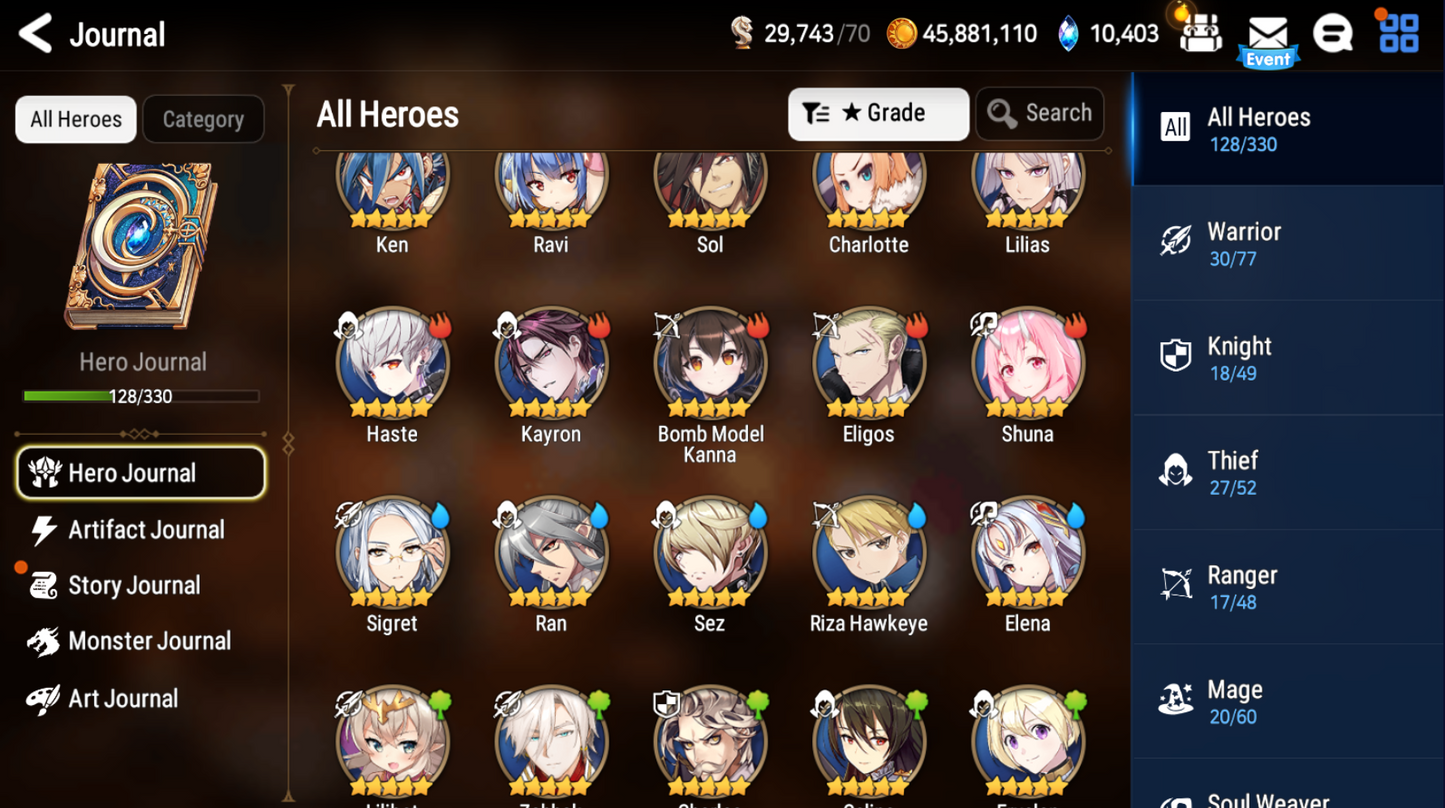 [GLOBAL][INSTANT] Epic 7 Seven 4ML New Moon Luna Baal Vivian Haste +10k Gems +34 ML pulls Starter Account-Mobile Games Starter