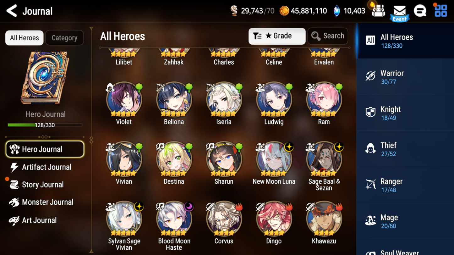 [GLOBAL][INSTANT] Epic 7 Seven 4ML New Moon Luna Baal Vivian Haste +10k Gems +34 ML pulls Starter Account-Mobile Games Starter