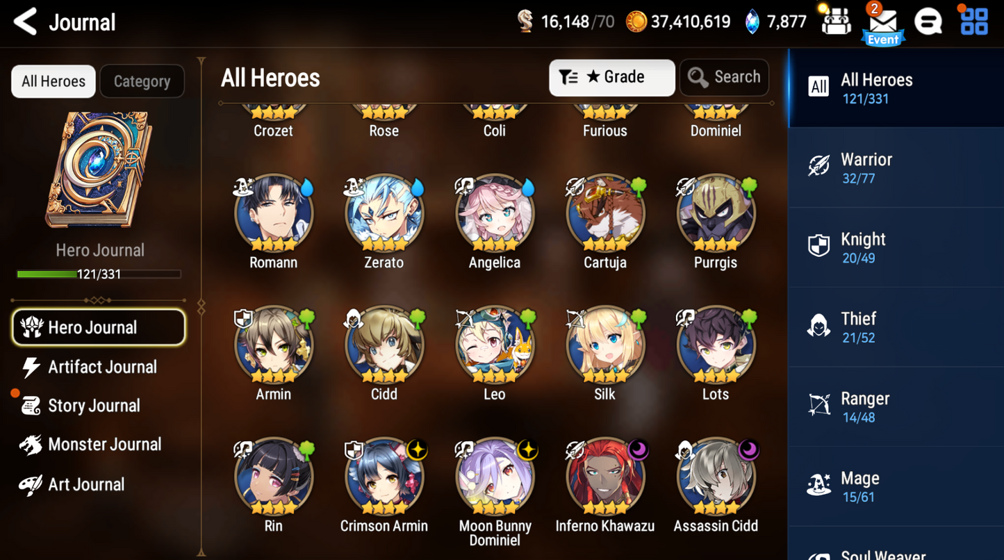 [GLOBAL][INSTANT] Epic 7 Seven 4ML New Moon Luna Briar Witch Iseria Ruele DJ Basar +25 ML pulls + Name Starter Account-Mobile Games Starter