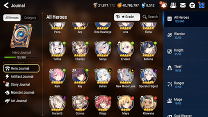 [GLOBAL][INSTANT] Epic 7 Seven 4ML New Moon Luna Harsetti Belian Operator Sigret + 42ML pulls +20 Speed + Name Starter Account-Mobile Games Starter