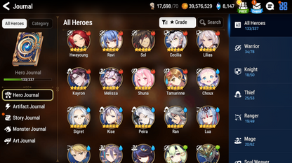 [GLOBAL][INSTANT] Epic 7 Seven 4ML New Moon Luna Remnant Violet Sez Baal Midnight Gala Lilias Angel +24 ML pulls + Name Starter Account-Mobile Games Starter