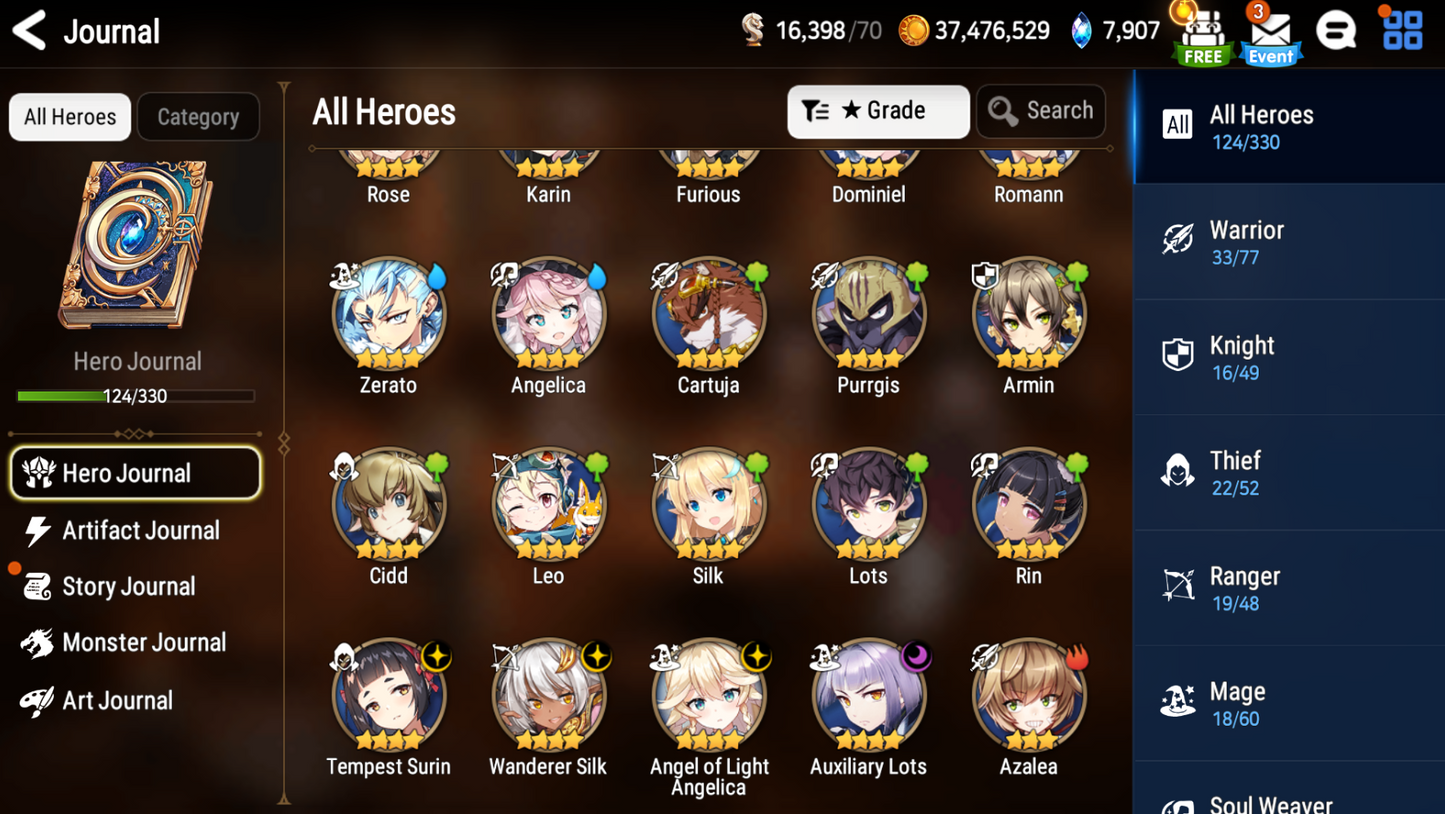 [GLOBAL][INSTANT] Epic 7 Seven 4ML New Moon Luna Remnant Violet Sez Baal Angel +24 ML pulls + Name Starter Account-Mobile Games Starter