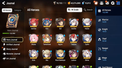 [GLOBAL][INSTANT] Epic 7 Seven 4ML Sea Phantom Politis Corvus Mediator Kawerik Pirate Captain Flan Angel of Light Angelica + 42ML pulls + 20 Speed Starter Account-Mobile Games Starter