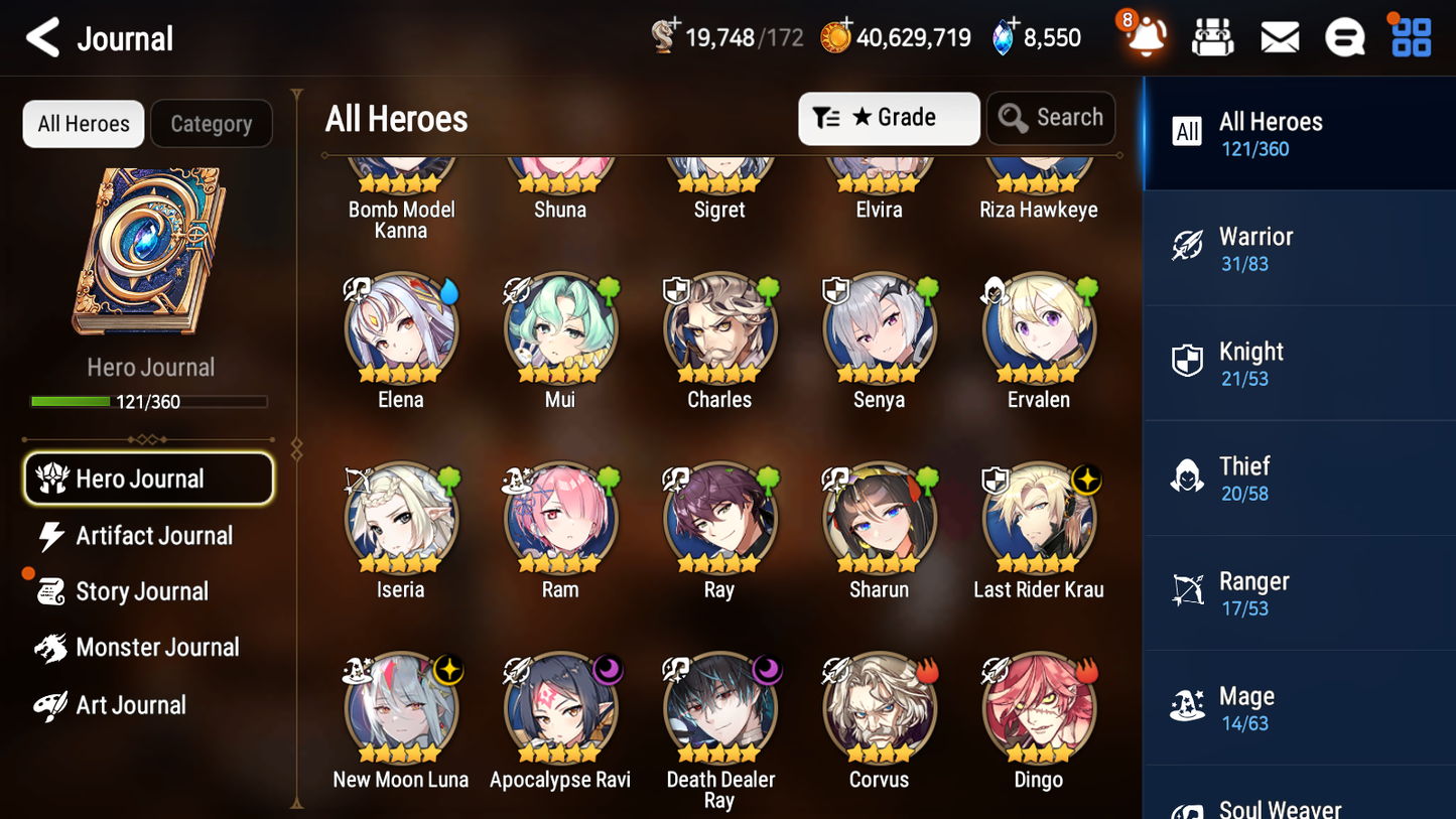 [GLOBAL][INSTANT] Epic 7 Seven 4ML Tori + New Moon Luna Apocalypse Ravi Krau Ray +40ML pulls +20 Speed +Name Starter Account-Mobile Games Starter