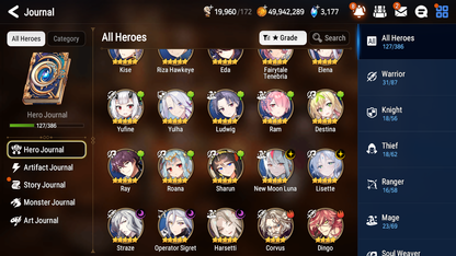 [GLOBAL][INSTANT] Epic 7 Seven 5ML 2LIM Lisette Harsetti New Moon Luna Straze Operator Sigret Fairytale Jack +54ML pulls +2x 20 Speed + Luna Skin + Name Starter Account-Mobile Games Starter