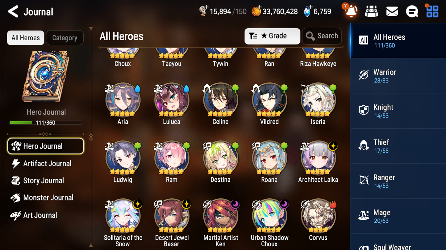 [Global][INSTANT] Epic 7 Seven 5ML Architect Laika Solitaria Martial Artist Ken Urban Shadow Choux Basar + ML pulls + 20 Speed + Name Starter Account-Mobile Games Starter