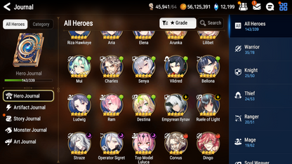 [GLOBAL][INSTANT] Epic 7 Seven 5ML Empyrean Ilynav Straze Luluca Ruele Sigret + 60ML pulls 12k skystones 2700 mystics+ Name Starter Account-Mobile Games Starter