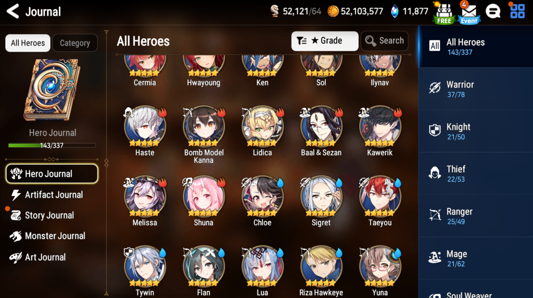 [GLOBAL][INSTANT] Epic 7 Seven 5ML Empyrean Ilynav Straze Roana Kise Baal + 55ML pulls 11k skystones 2550 mystics+ Name Starter Account-Mobile Games Starter