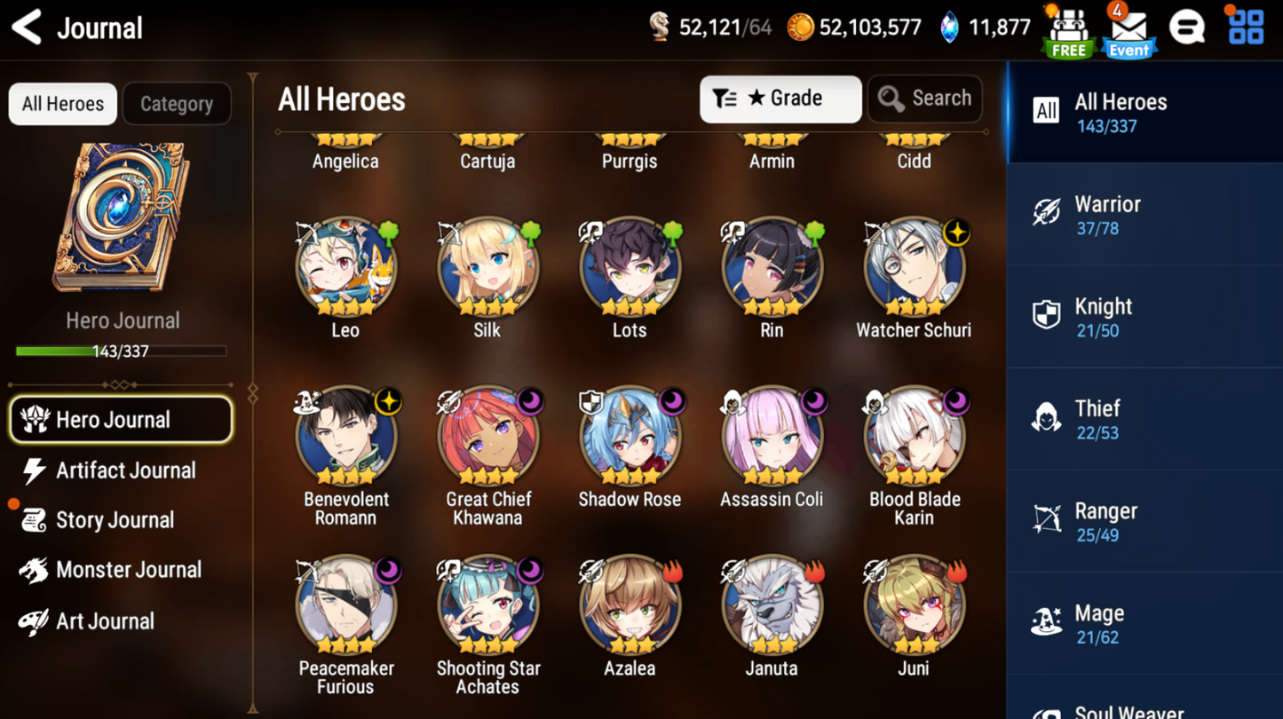 [GLOBAL][INSTANT] Epic 7 Seven 5ML Empyrean Ilynav Straze Roana Kise Baal + 55ML pulls 11k skystones 2550 mystics+ Name Starter Account-Mobile Games Starter