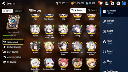 [GLOBAL][INSTANT] Epic 7 Seven 5ML Lady of the Scales New Moon Luna Sylvan Sage Vivian Lilibet Jack +11k Gems +52 ML pulls + 20 Speed Starter Account-Mobile Games Starter