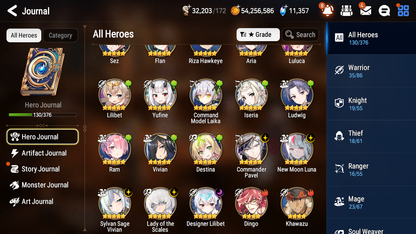 [GLOBAL][INSTANT] Epic 7 Seven 5ML Lady of the Scales New Moon Luna Sylvan Sage Vivian Lilibet Jack Perfumer Byblis +11k Gems +52 ML pulls + 20 Speed Starter Account-Mobile Games Starter